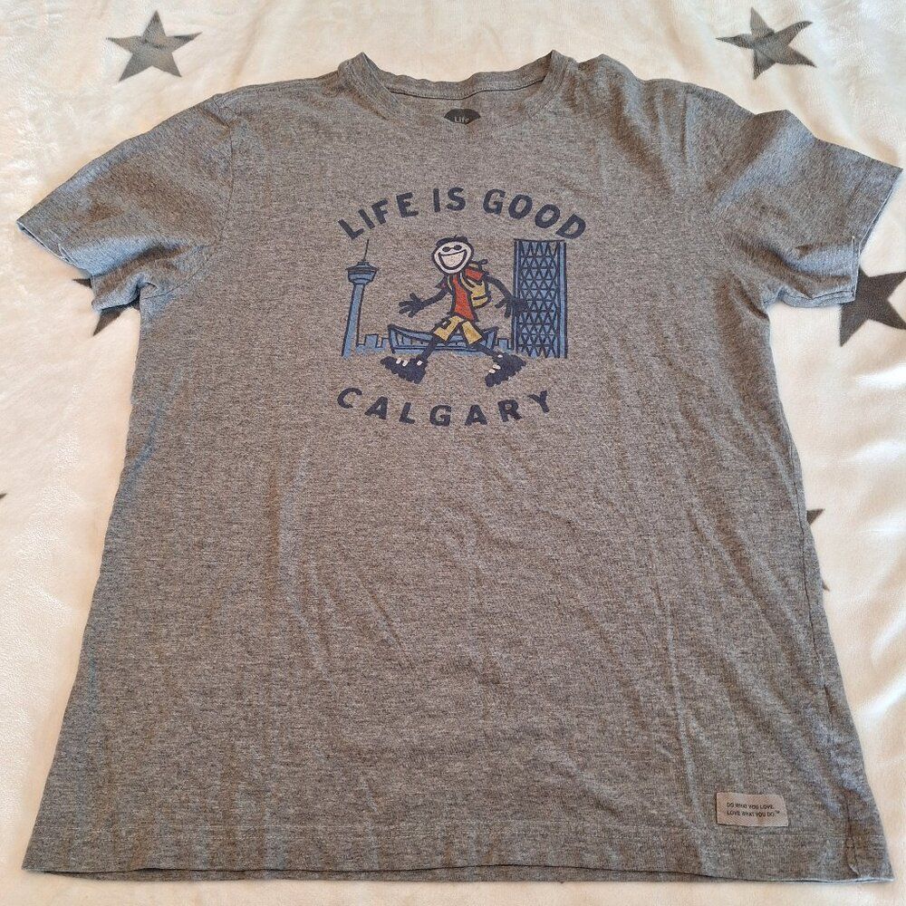 Life Is Good‎ Calgary Men's Shirt Medium Crusher Tee Short Sleeve Canada Hiking